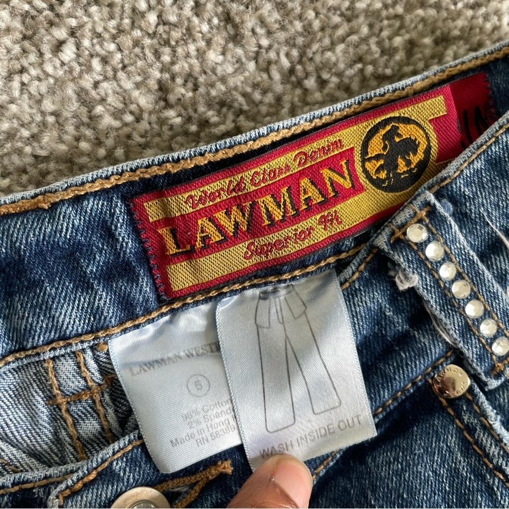 Lawman Jeans Womens Size 5 (27x32) Superior Slim Fit Bare Back Rhinestones Denim - Picture 5 of 14
